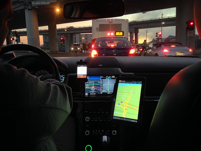 uber driver az - inside a car with navigation systems, etc.